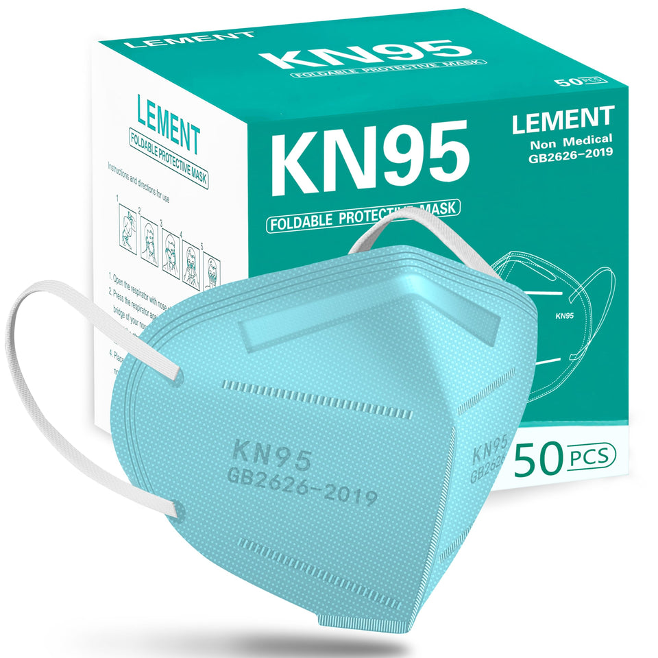 LEMENT KN95 masks blue 50-pack front view for daily commute protection.