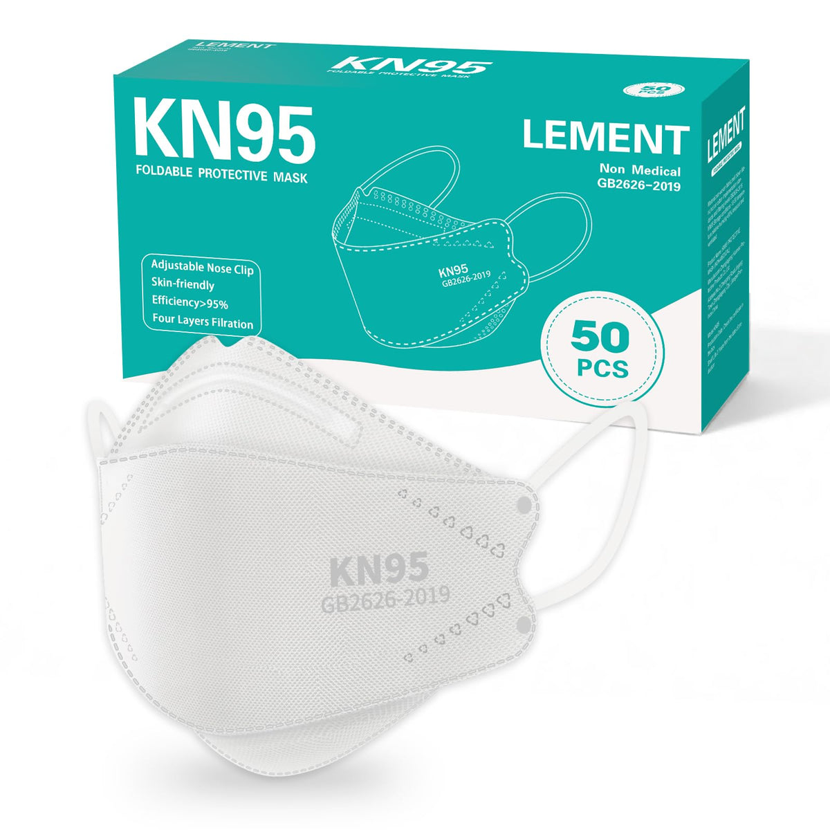 LEMENT KN95 face masks 50-pack for daily comfort and protection.