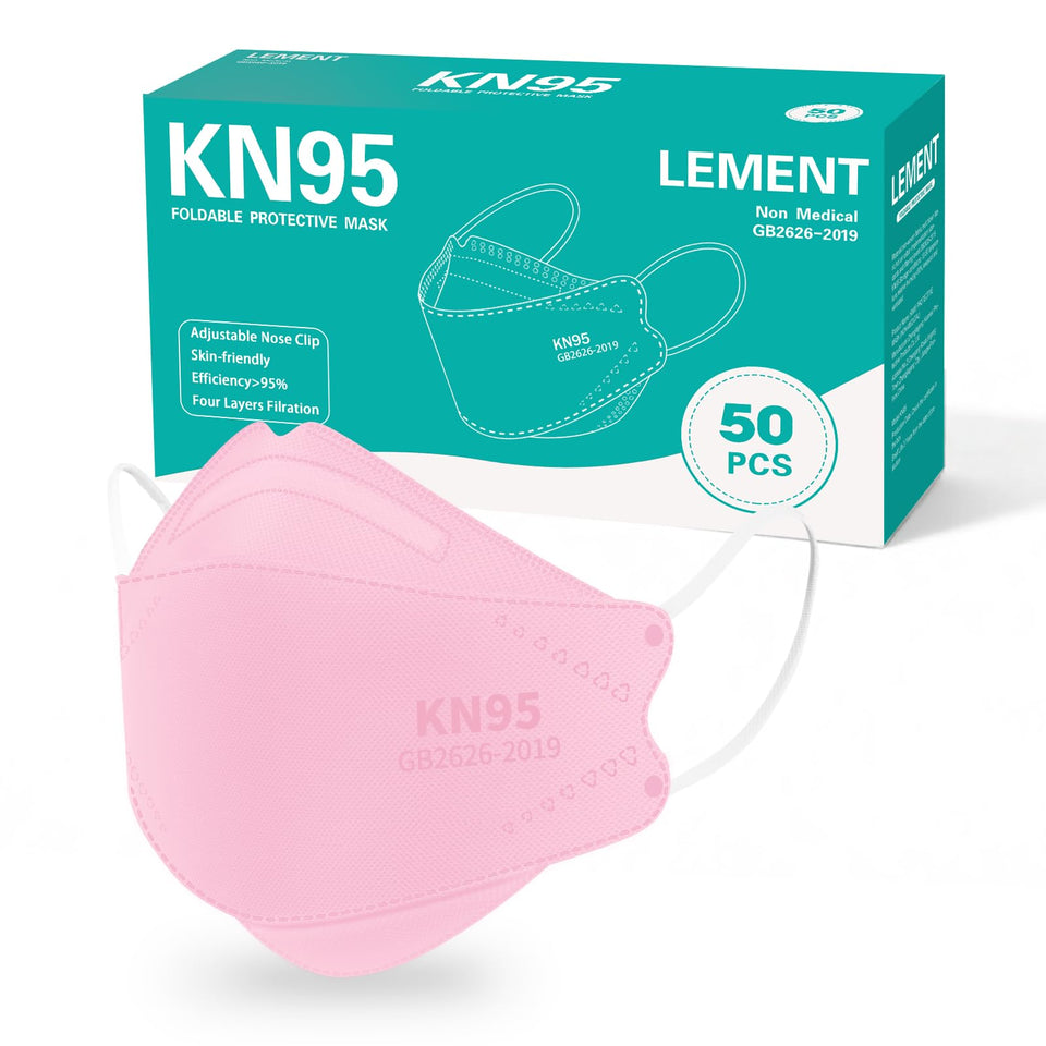 The LEMENT KN95 pink mask in a 50-pack offers comfortable daily wear with strong filtration.