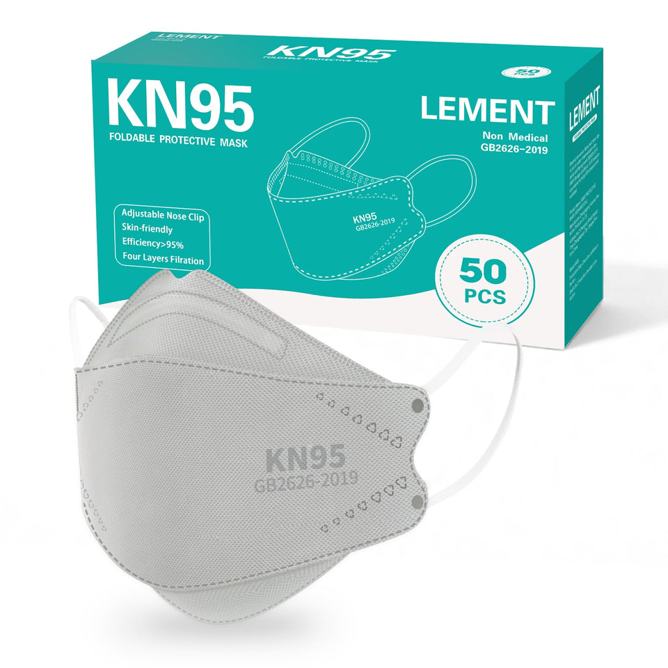 LEMENT KN95 mask front view in grey for reliable daily protection