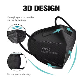 LEMENT KN95 mask black folded layout for compact storage