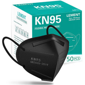 LEMENT KN95 mask black front view showing sleek five-layer protection