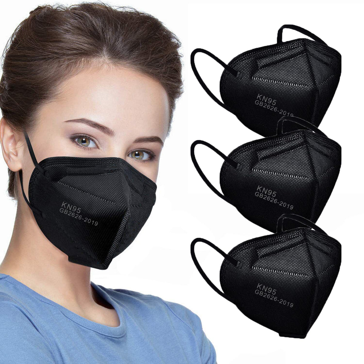 LEMENT KN95 mask black side view with contoured fit