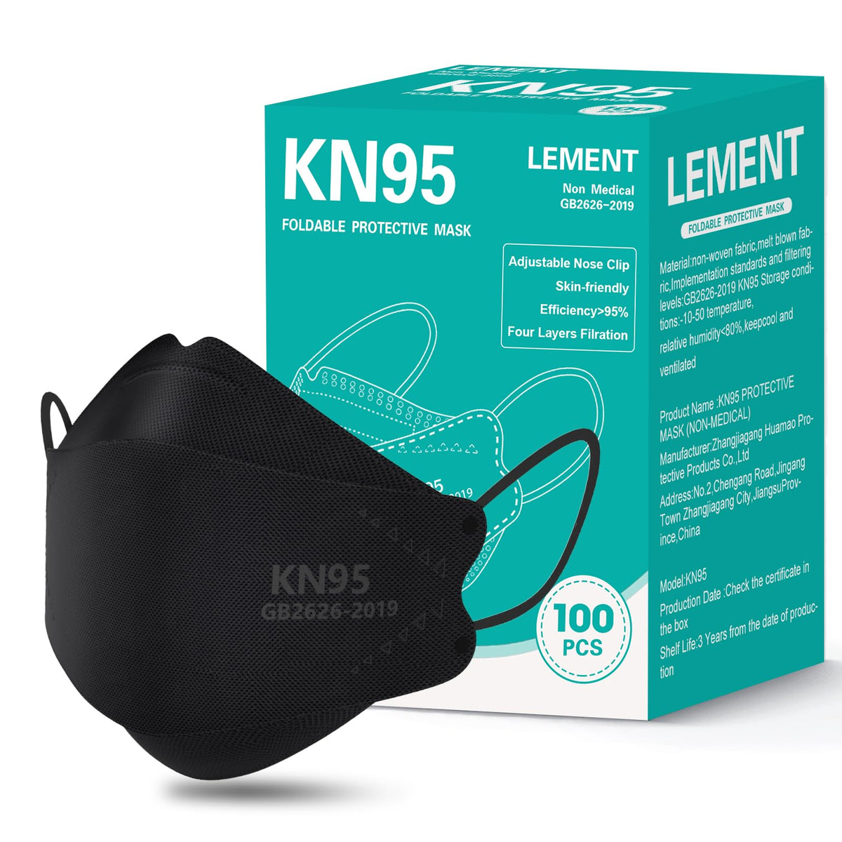 LEMENT KN95 mask pack 100-cover shows bulk value and sturdy design for daily use.