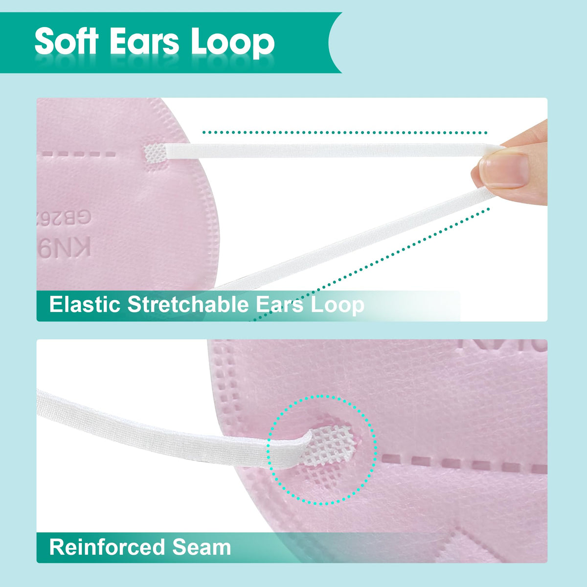 LEMENT KN95 mask pink filtration-structure close look