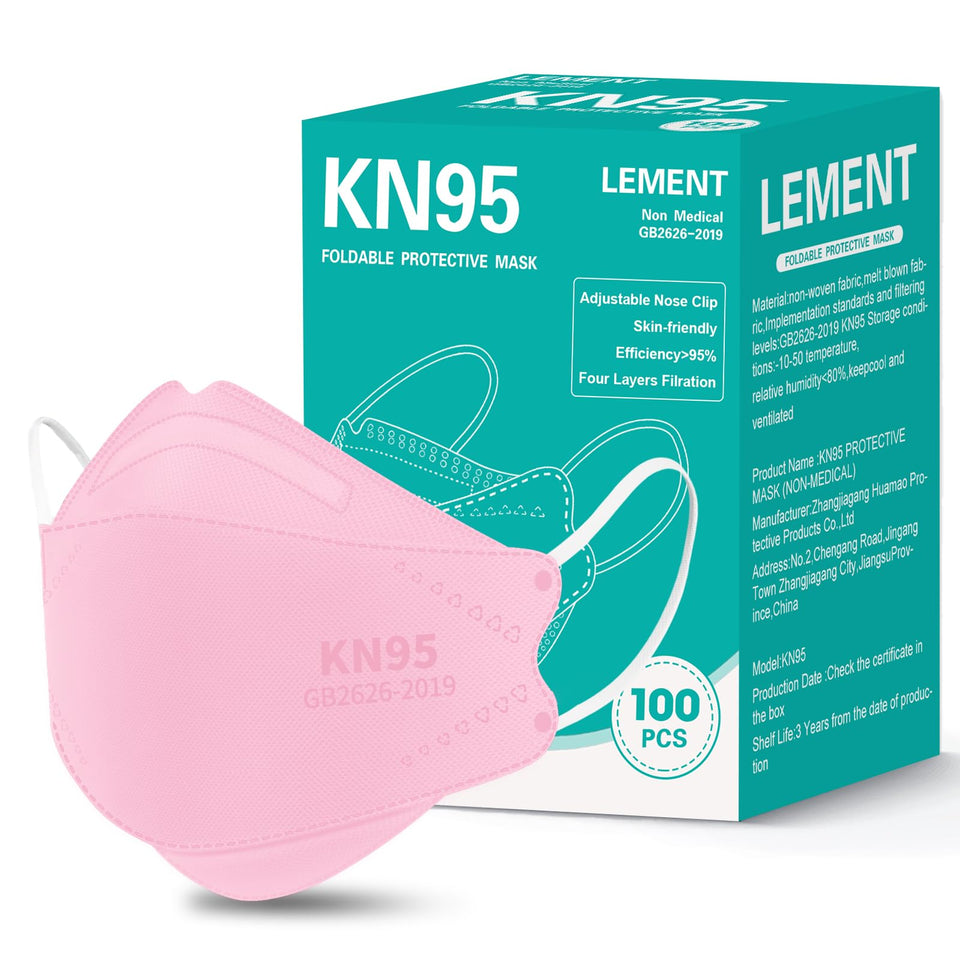 LEMENT KN95 pink mask front view highlighting breathable, comfortable fit