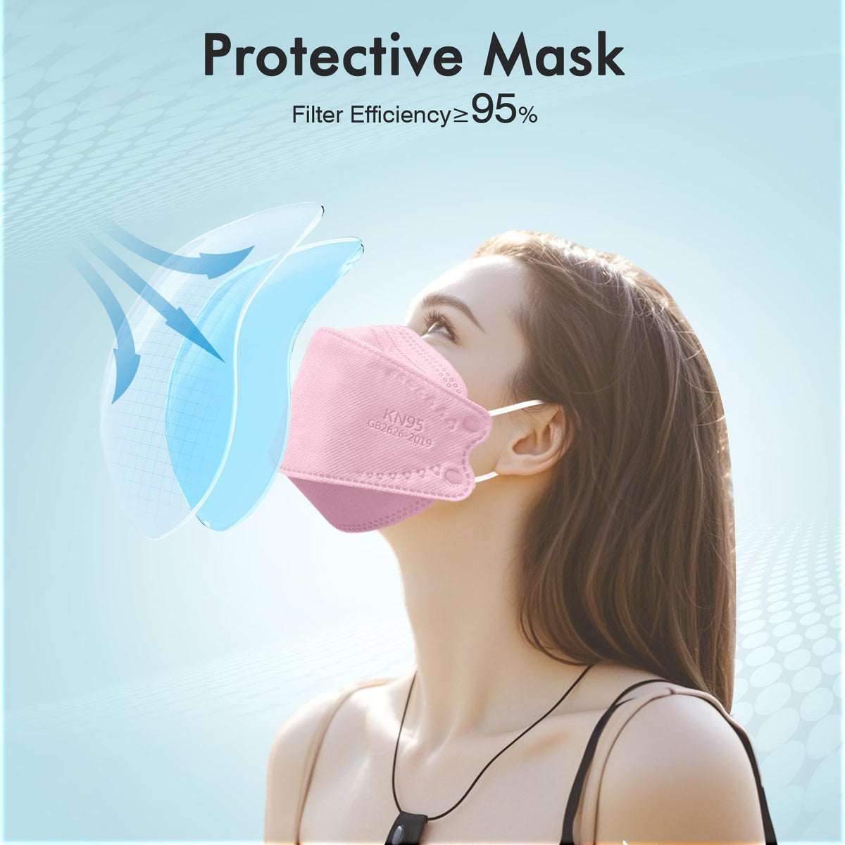 LEMENT KN95 pink mask with adjustable nose clip for secure fit