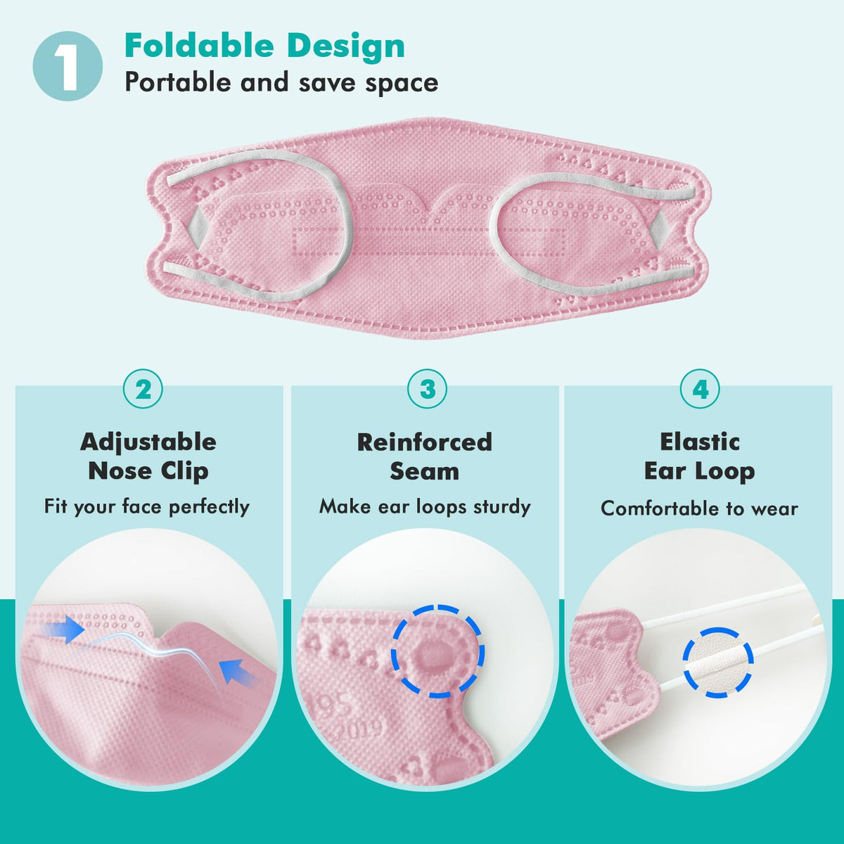 LEMENT KN95 pink packaging view showing bulk convenience