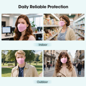 LEMENT KN95 pink mask worn on face for daily comfort