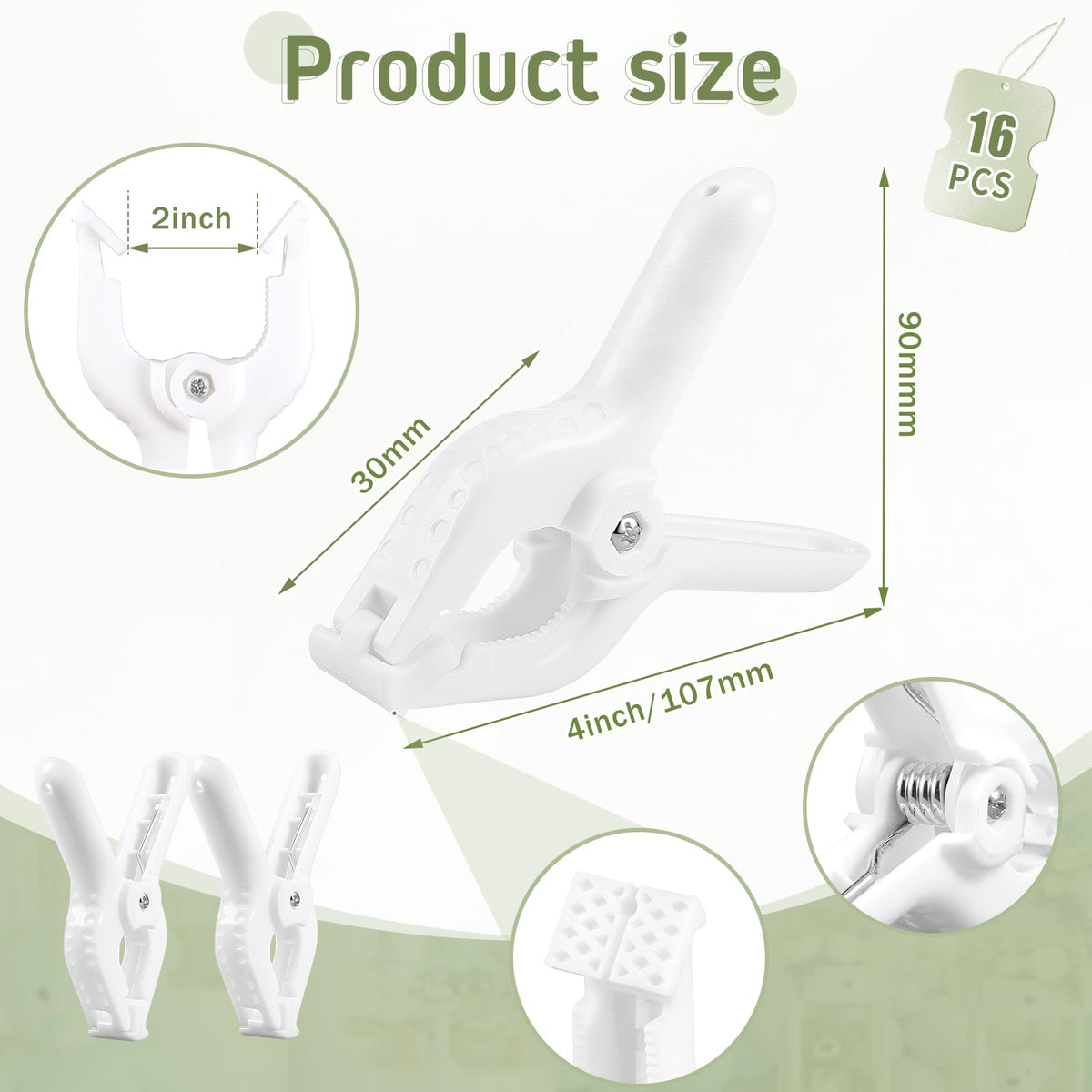 LemonRoad heavy-duty spring clip white 4inch grips banners firmly outdoors.