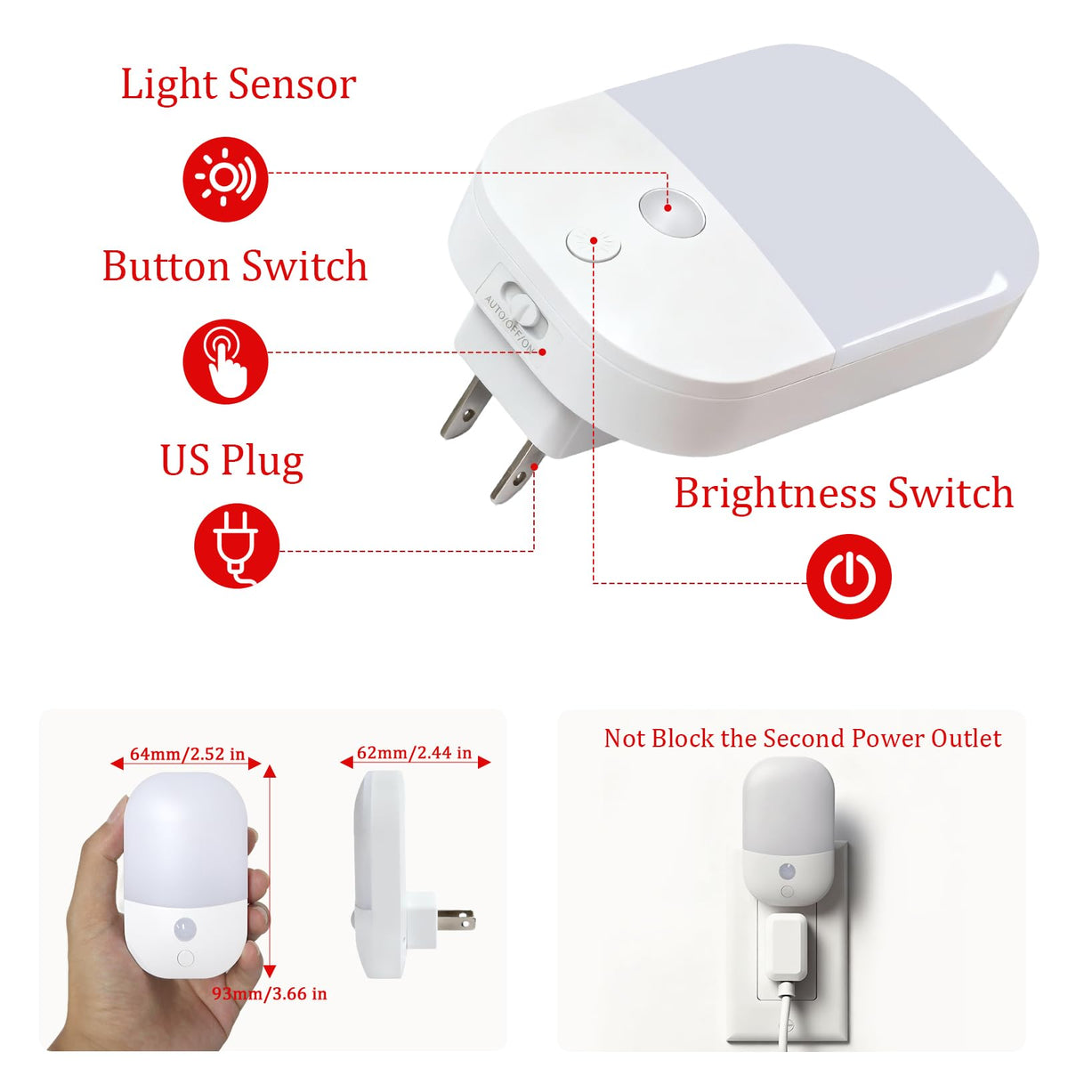 LemSen dusk-to-dawn sensor night light auto-activates at dusk for hands-free use.