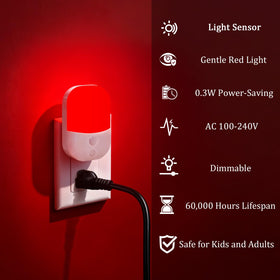 LemSen energy-efficient red light night light saves power at 0.3W usage.