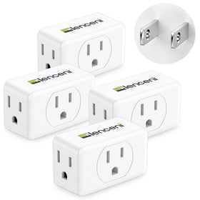 LENCENT 2-to-3 prong adapter, front view, expands outlets for travel convenience.
