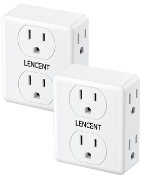 LENCENT 2-to-3 prong outlet adapter with six outlets for clutter-free power.
