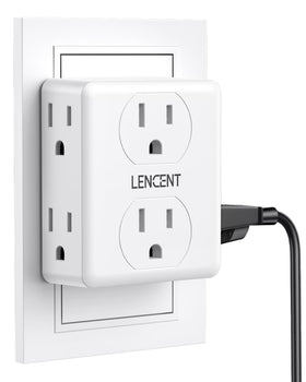 LENCENT 2 to 3 prong adapter converts outlets for safer three-prong use