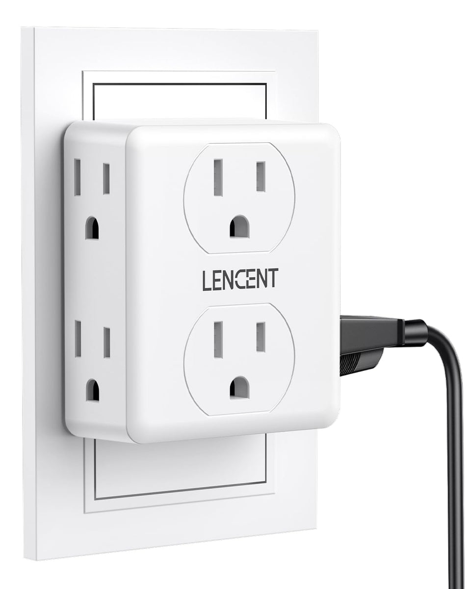 LENCENT 2 to 3 prong adapter converts outlets for safer three-prong use