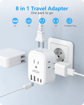 LENCENT compact lightweight travel adapter fits in bags without bulk