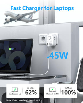 LENCENT foldable EU plug keeps surfaces safe from scratches.