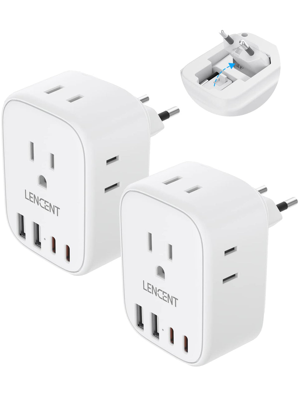LENCENT foldable eu-us travel plug for compact packing on Europe trips