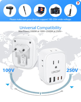 LENCENT 2500W capacity supports multiple devices simultaneously