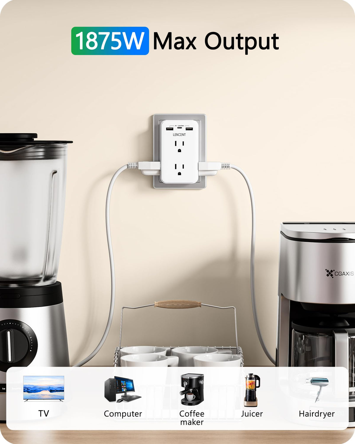 LENCENT multi-port charging supports up to nine devices at once.