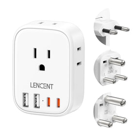 LENCENT travel adapter folded housing for compact carry and easy packing
