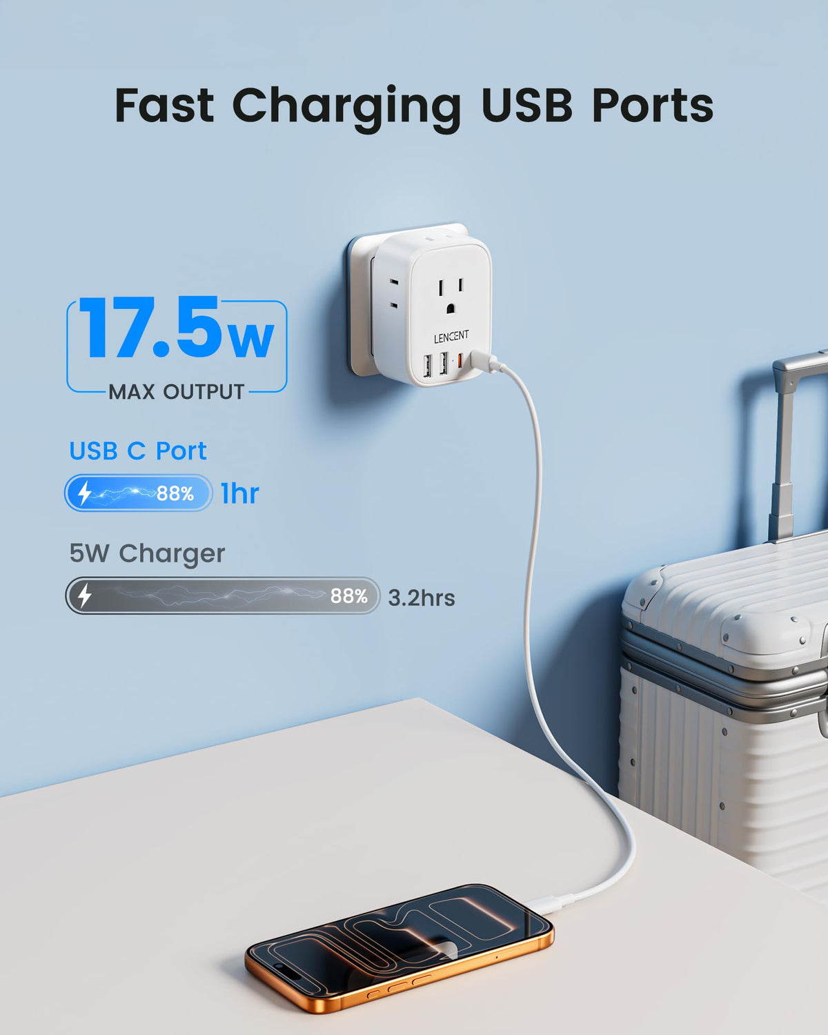 LENCENT storage bag accompanying the travel adapter for safe transport