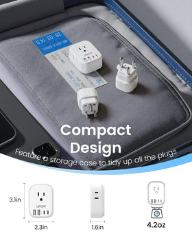 LENCENT USB-C ports on the universal travel adapter for modern devices