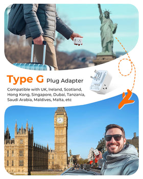 LENCENT Type G plug in UK outlet with foldable prongs
