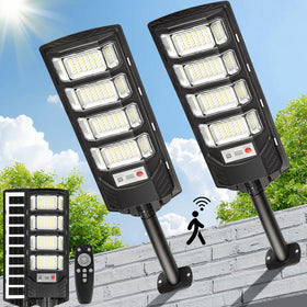 Lendro Solar Flood Light 2-Pack front view showing wide outdoor coverage