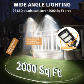 Lendro Solar Street Light 2-Pack motion sensor detects activity up to 26 feet.