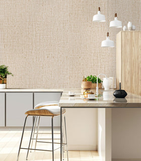 Lenify bedroom wall application idea with neutral linen texture