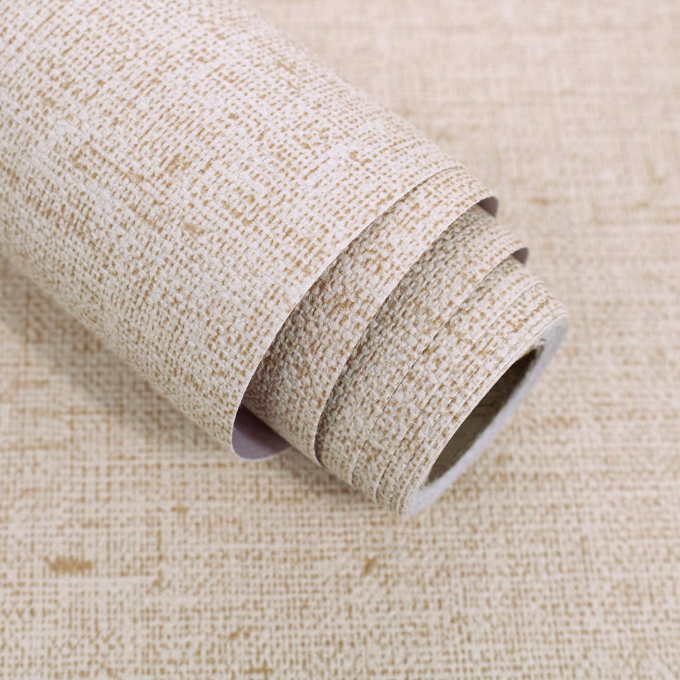 Lenify beige grasscloth wallpaper roll adds warm texture and easy DIY installation