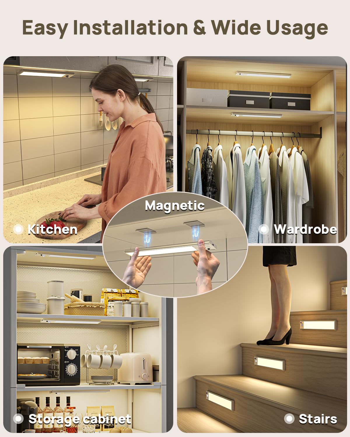 LENOMA magnetic mounting with adhesive plates for flexible placement