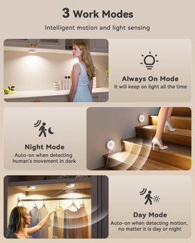 LENOMA puck light displaying three color temps on adjustable display.