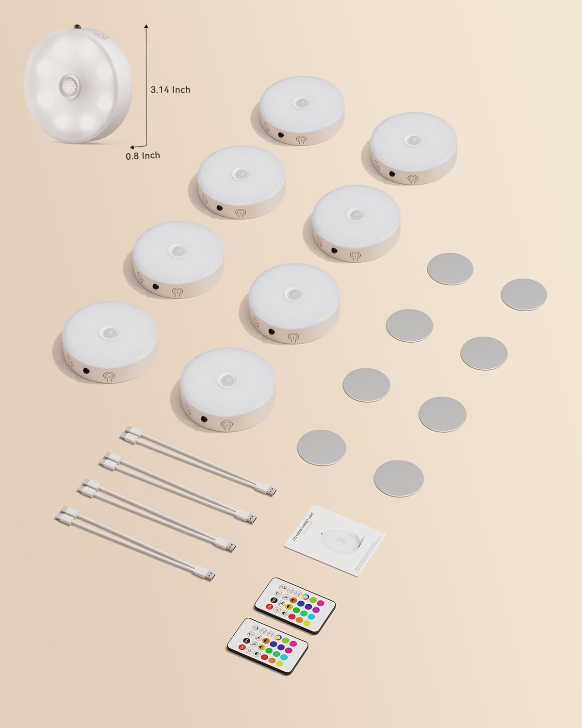 LENOMA puck light mounts without tools using magnetic sheet for flexible placement.