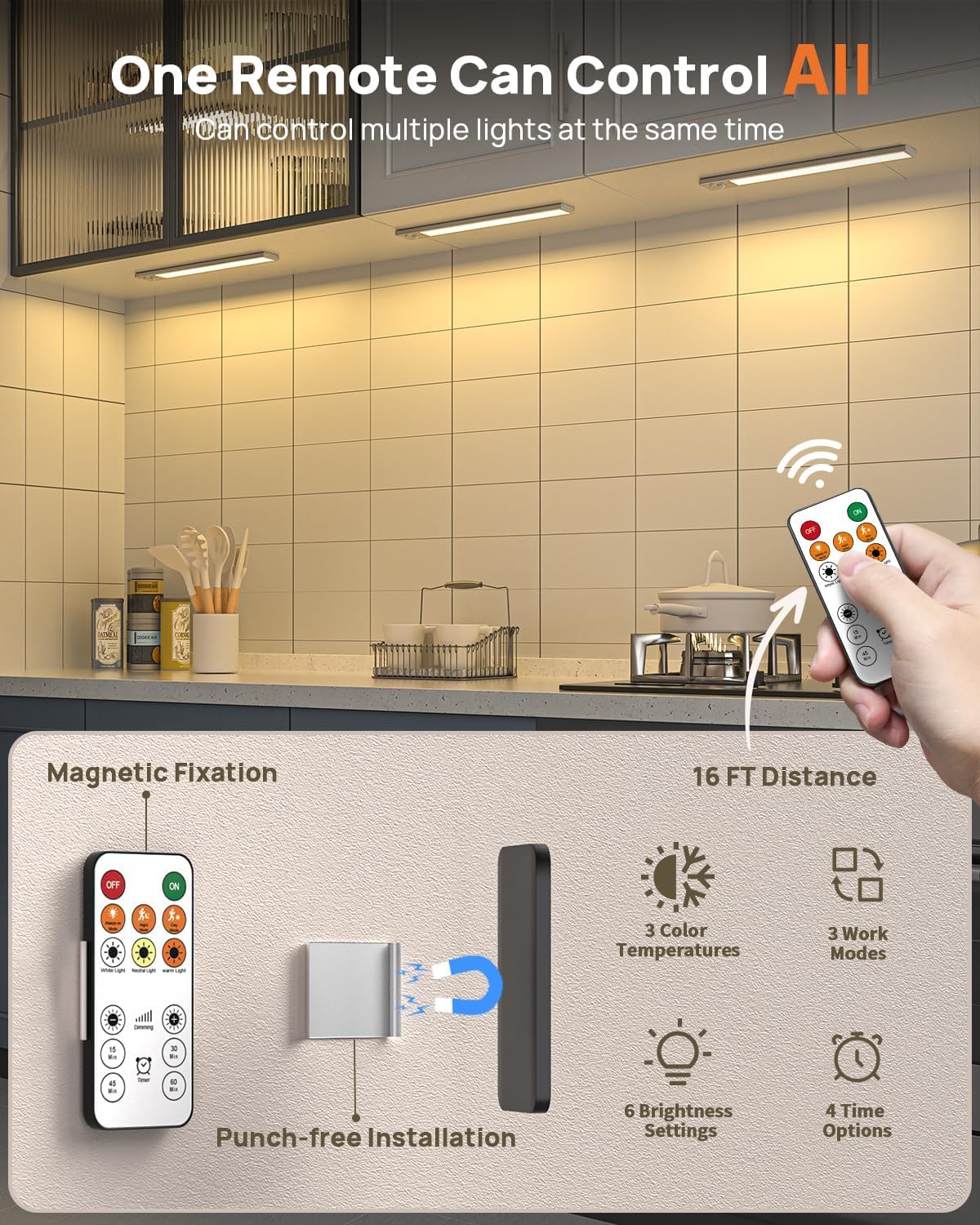 LENOMA USB rechargeable 4000mAh battery powers wireless cabinet lighting