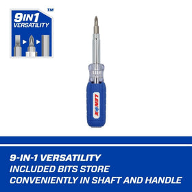 Lenox 9-In-1 screwdriver handle stores bits for quick swaps.