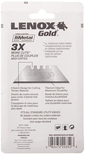 Lenox Gold shatterproof bi-metal blades resist bending for safer use.
