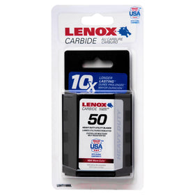Lenox carbide blades shown in use, delivering precise cuts.