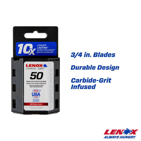 Lenox replacement blades with laser-deposited carbide for stronger durability.