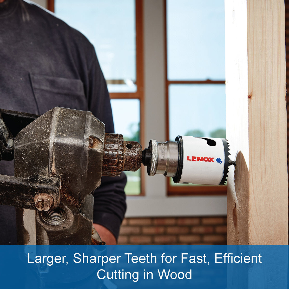 Lenox Bi-Metal hole saw with thicker walls increases durability during drilling.