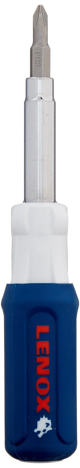 Lenox 23932 9-in-1 screwdriver with blue handle for comfortable, versatile fastening.