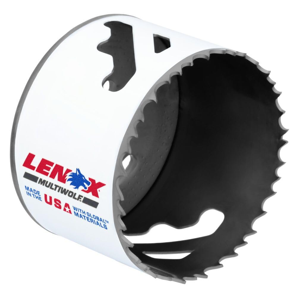 Lenox Tools speed-slot hole saw in action with dust-slot design aiding plug removal.