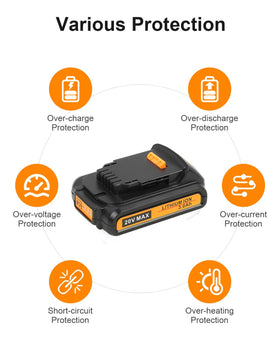 Lenoya 12V/20V charger compatibility highlights universal charging across Dewalt models.