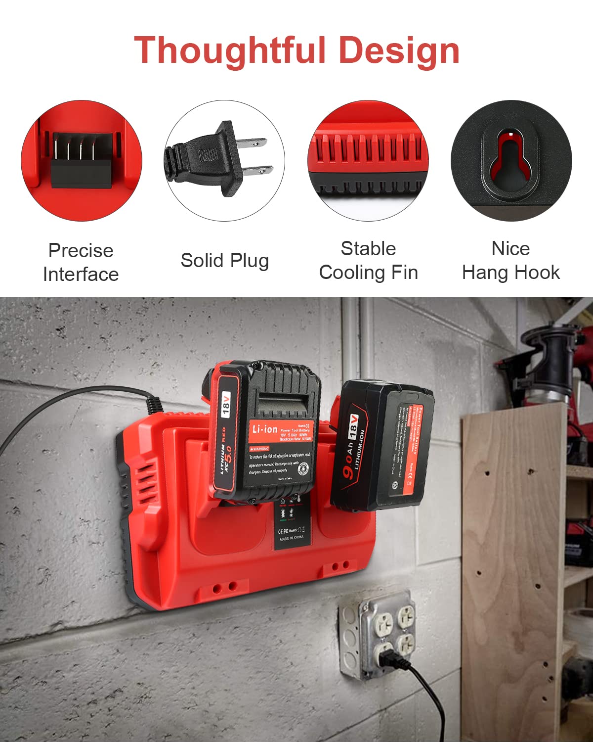 Lenoya compact two-port charger design saves space on busy workbenches.