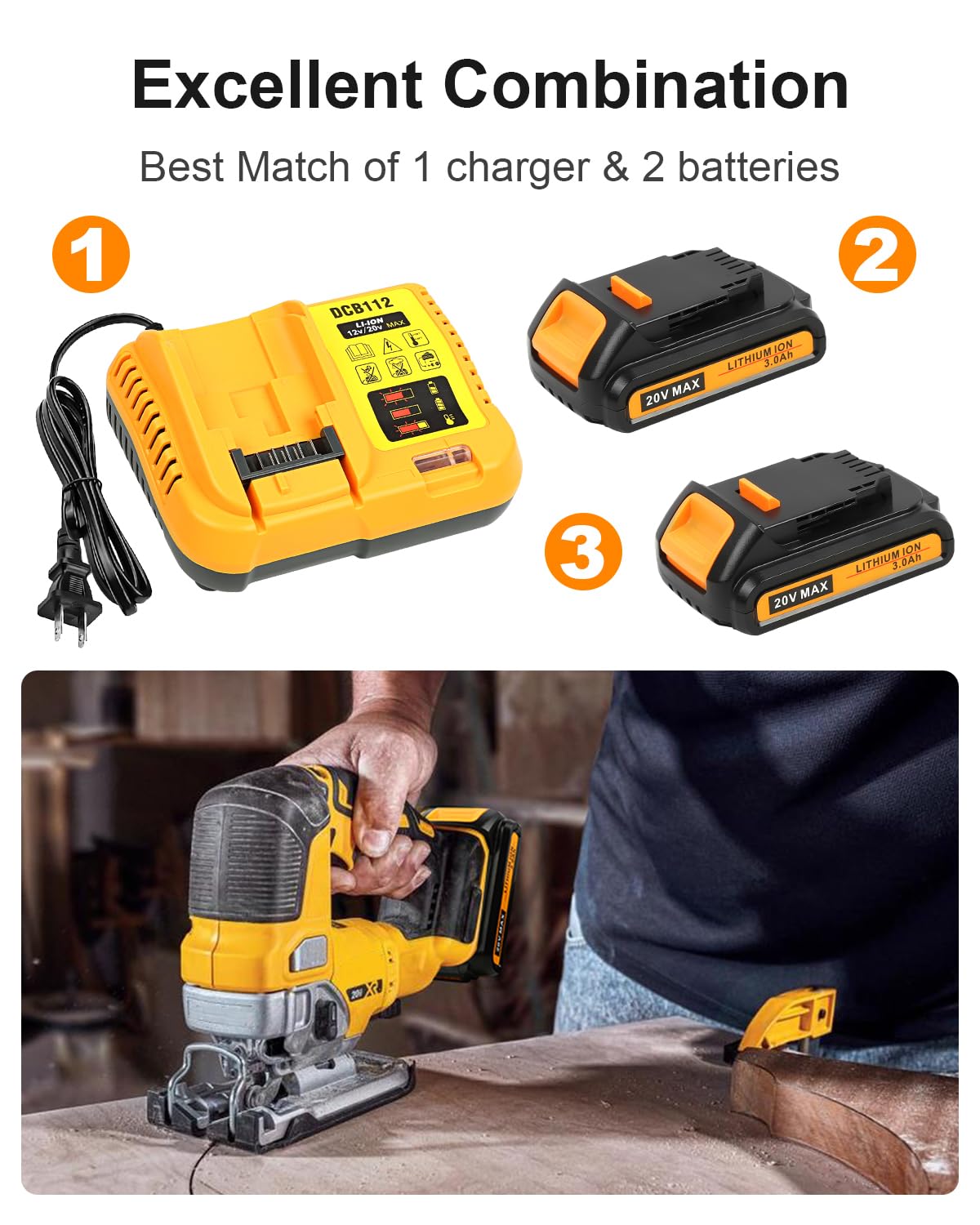 Lenoya compatibility chart shows broad support for Dewalt DCB series.