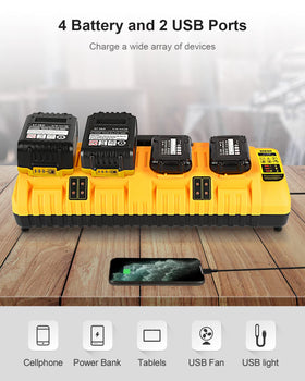 Lenoya DCB104 multiport setup enables quick, coordinated charging of multiple batteries