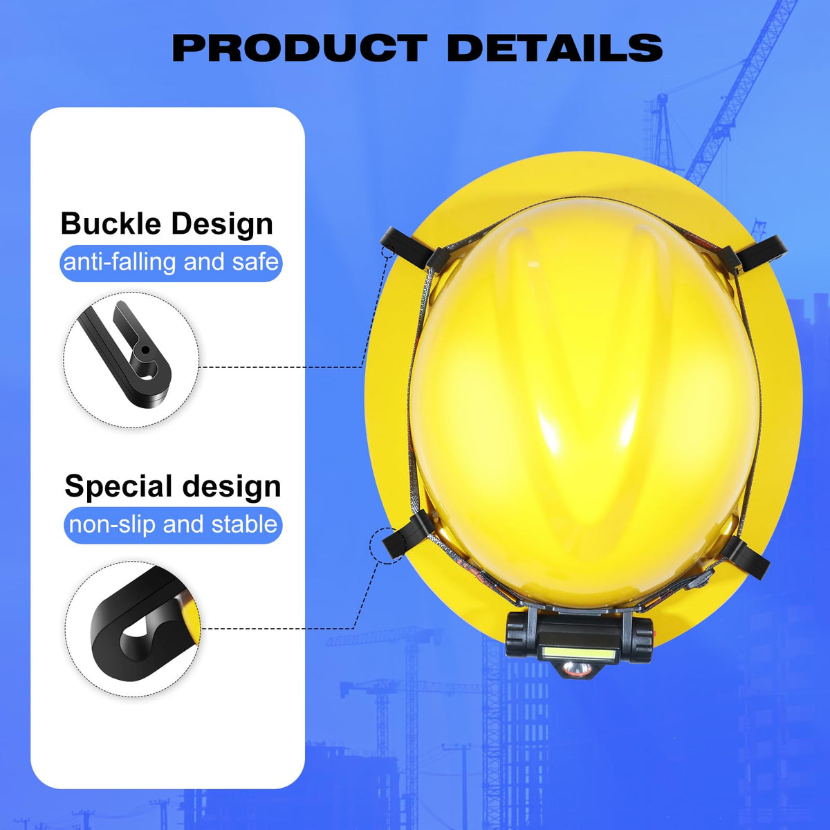 Lenporl hard hat light clip close-up showcases durable thermoplastic material.