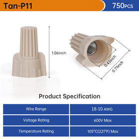 Lenporl winged springs wire nuts offer secure grip for reliable terminations.